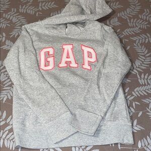 GAP Heather Gray Hoodie with Pink Lettering